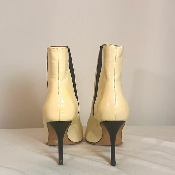 JOIE Abbie Heeled Stiletto Pointed Patent Leather Chelsea Boot in Ivory … - Picture 7 of 9